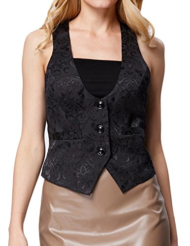 GRACE KARIN Womens Waistcoat Vest Vintage Steampunk Dress Racerback Jacquard Jacket