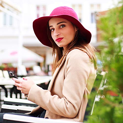 Lanzom Women Lady Retro Wide Brim Large Floppy Panama Hat Belt Wool Fedora Hat - Image 6