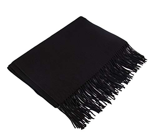 Lanzom® Women Soft Cashmere Blanket Scarf Tassel Solid Color Warm Shawl Scarf - Image 3