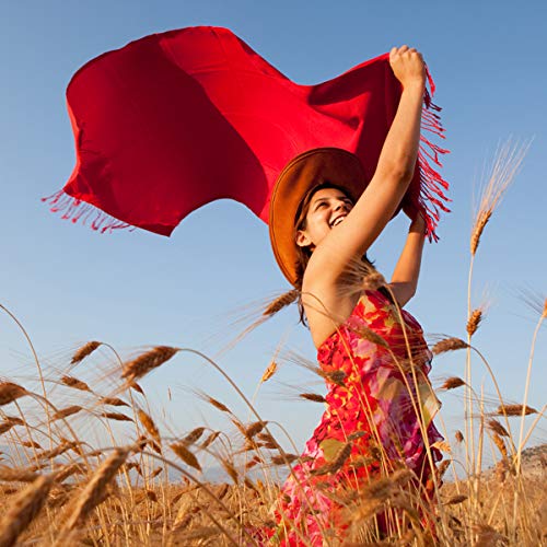 Lanzom® Women Soft Cashmere Blanket Scarf Tassel Solid Color Warm Shawl Scarf - Image 7