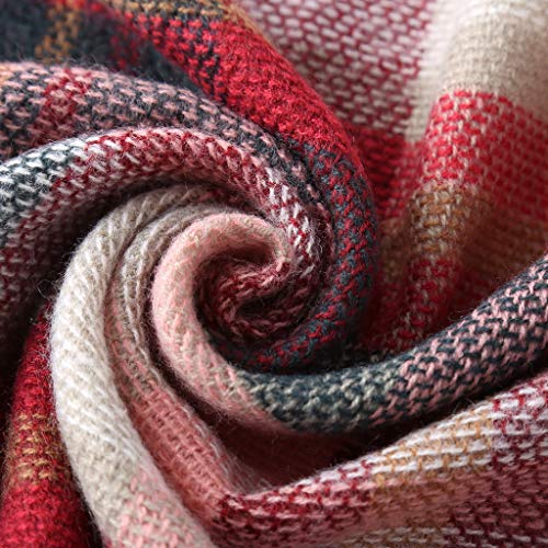 Large Soft Plaid Scarf Women Winter Knit Blanket Scarf Cashmere Feel Shawl and Wraps - Image 6
