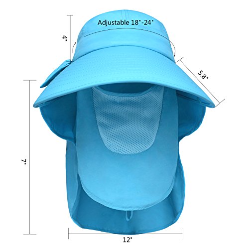 lenikis Women's UPF+50 Sun Visor Detachable Flap Hat Foldable Wide Brimmed UV Protection Face Mask Hat - Image 6