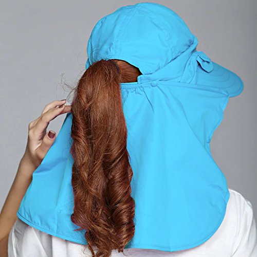 lenikis Women's UPF+50 Sun Visor Detachable Flap Hat Foldable Wide Brimmed UV Protection Face Mask Hat - Image 8