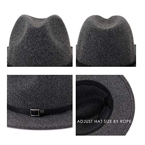 Lisianthus Womens Classic Wool Fedora with Belt Buckle Wide Brim Panama Hat - Image 3