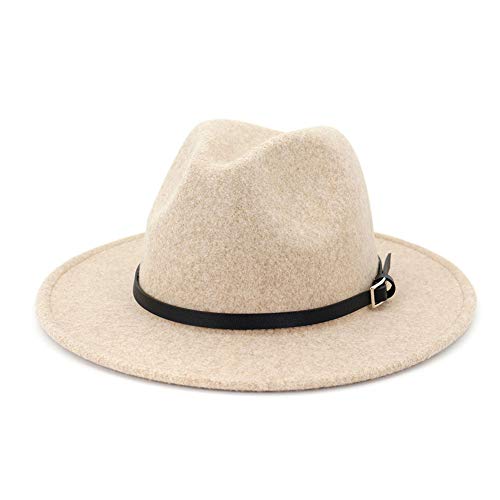 Lisianthus Womens Classic Wool Fedora with Belt Buckle Wide Brim Panama Hat