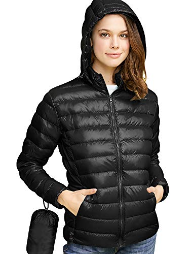 Lock and Love Women's Ultra Light Weight Packable Down Jacket with Removable Hoodie