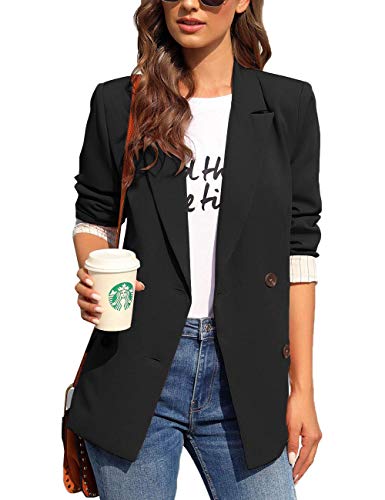 LookbookStore Womens Casual Notched Lapel Work Blazer Buttons Office Jacket Suit