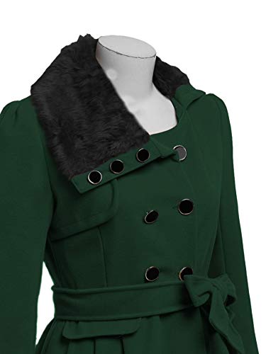 MakeMeChic Women's Petite Faux Fur Double Breasted Trench Coat Laryered Hem Jacket Outwear with Belt - Image 4