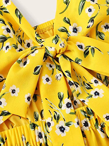 MakeMeChic Women's V Neck Sleeveless Floral Print Twist Knot Back Cami Romper - Image 4