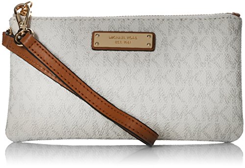 MICHAEL Michael Kors Signature Jet Set Item Medium Wristlet, Color 150 Vanilla White Hardware