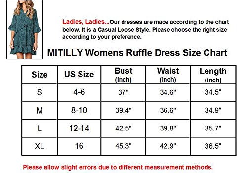 MITILLY Women's V Neck Ruffle Polka Dot Pocket Loose Swing Casual Short T-Shirt Dress - Image 5