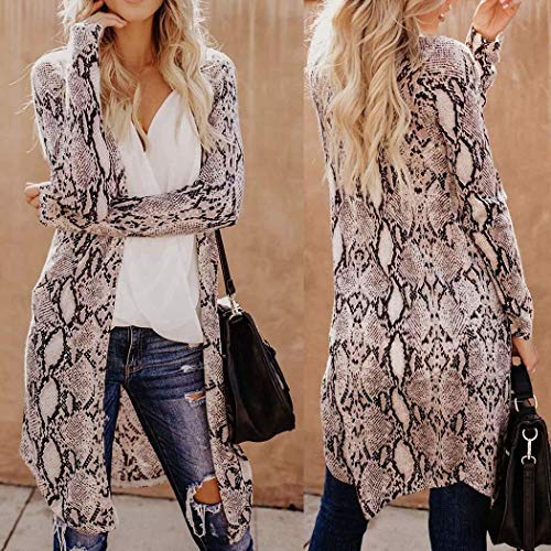 MUDEREK Women Casual Long Sleeve Cardigan Tops Printed Loose Outwear Trench Coats Black White - Image 3