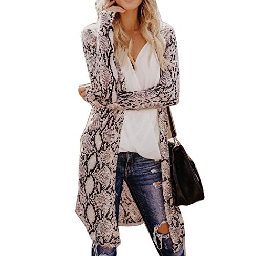 MUDEREK Women Casual Long Sleeve Cardigan Tops Printed Loose Outwear Trench Coats Black White