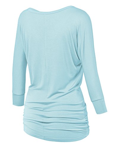 Made By Johnny Womens 3/4 Sleeve Drape Top with Side Shirring - Made in USA - Image 3