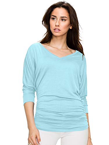 Made By Johnny Womens 3/4 Sleeve Drape Top with Side Shirring - Made in USA - Image 5