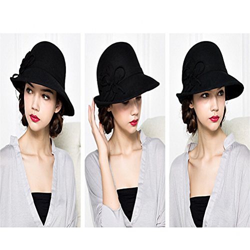 Maitose® Women's Wool Felt Flowers Church Bowler Hats - Image 3