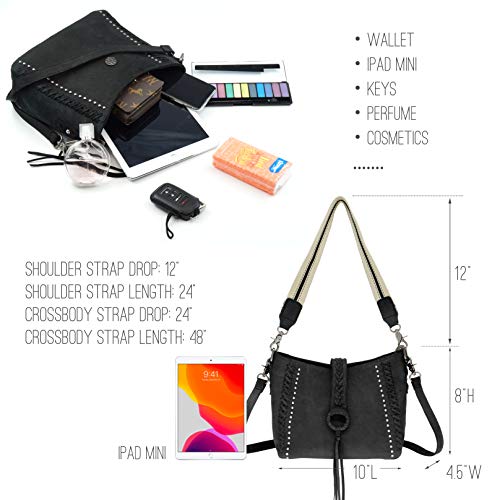 Montana West Genuine Leather Hobo Shoulder Bag for Women Western Woven Satchel Handbags Crossbody Purse With Tassel - Image 3