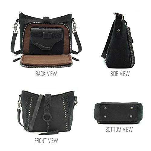 Montana West Genuine Leather Hobo Shoulder Bag for Women Western Woven Satchel Handbags Crossbody Purse With Tassel - Image 4