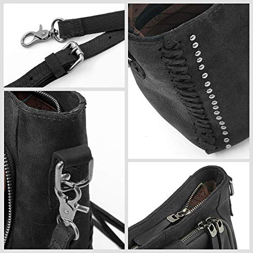 Montana West Genuine Leather Hobo Shoulder Bag for Women Western Woven Satchel Handbags Crossbody Purse With Tassel - Image 6