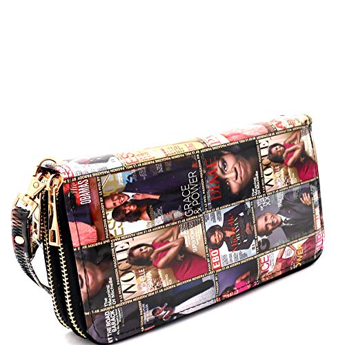 Michelle Obama Magazine Print Double Zipper Single Zipper Patent Wristlet Wallet Cellphone Wallet Roomy Wrist Wallet - Image 4