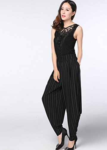 Minibee Womens Harem Pants High Waisted Coay Trousers Two Size Pockets (M, Black 1) - Image 3