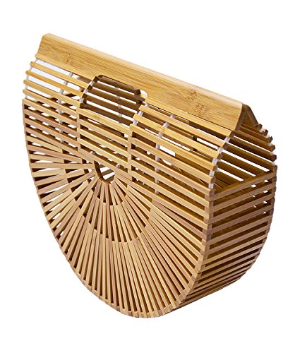 Miuco Womens Bamboo Handbag Handmade Large Tote Bag - Image 3