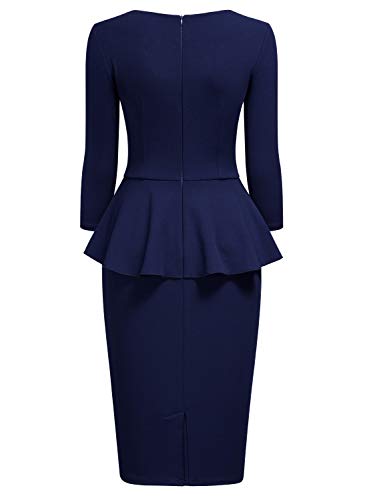 Miusol Women's Retro Square Neck Ruffle Style Slim Business Pencil Dress - Image 6