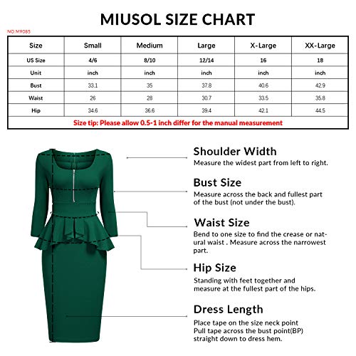 Miusol Women's Retro Square Neck Ruffle Style Slim Business Pencil Dress - Image 7