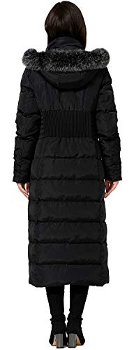 Molodo Women's Long Down Coat with Fur Hood Maxi Down Parka Puffer Jacket (Black, XS) - Image 6
