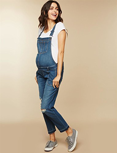 Motherhood Maternity womens Indigo Blue Side Panel Skinny Ankle Length Denim Overalls - Image 3