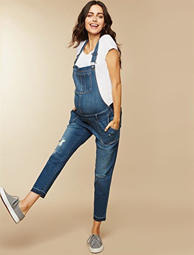 Motherhood Maternity womens Indigo Blue Side Panel Skinny Ankle Length Denim Overalls - Image 6