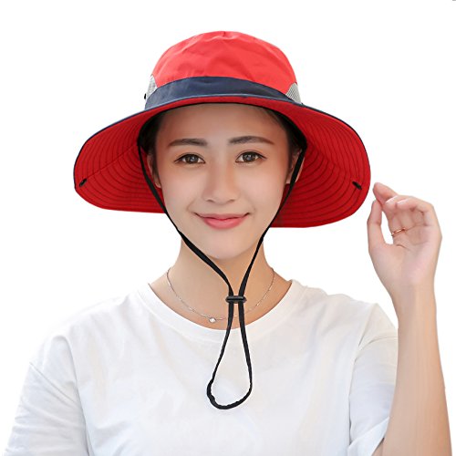 Muryobao Women's Ponytail Sun Hat UV Protection Foldable Mesh Wide Brim Beach Fishing Hat - Image 3
