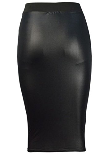 NAZ Fashion Womens Celebrity Inspired High Waisted Wetlook Bodycon Pencil Skirt - Image 3