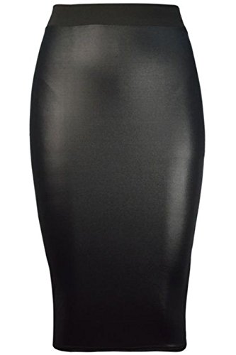 NAZ Fashion Womens Celebrity Inspired High Waisted Wetlook Bodycon Pencil Skirt