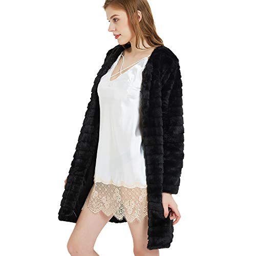 NEW DANCE Women's Short Faux Fur Coat Long Sleeve Luxury Pink Winter Parka Outwear - Image 3