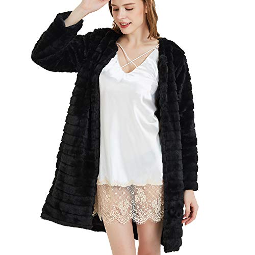 NEW DANCE Women's Short Faux Fur Coat Long Sleeve Luxury Pink Winter Parka Outwear - Image 4