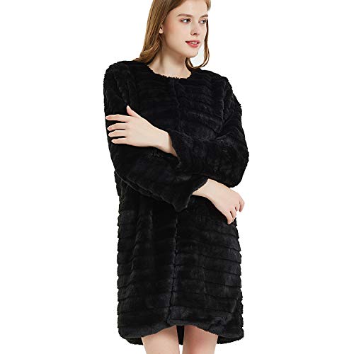 NEW DANCE Women's Short Faux Fur Coat Long Sleeve Luxury Pink Winter Parka Outwear