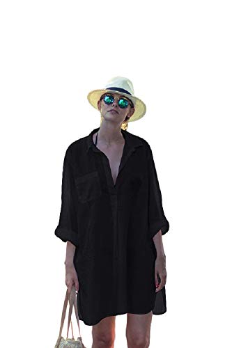 NFASHIONSO Women's Swimsuit Beach Cover Up Shirt Bikini Beachwear Bathing Suit Beach Dress