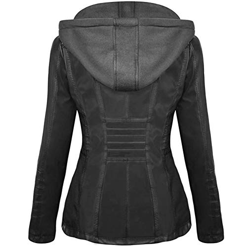 Newbestyle Faux Leather Jacket for Women Casual Moto Biker Jacket Quilted Full-Zip Coat - Image 3