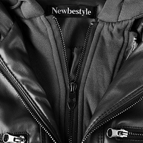 Newbestyle Faux Leather Jacket for Women Casual Moto Biker Jacket Quilted Full-Zip Coat - Image 6