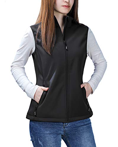 Outdoor Ventures Women's Lightweight Softshell Vest Windproof Fleece Lined Zip Up Sleeveless Jacket for Running Hiking…