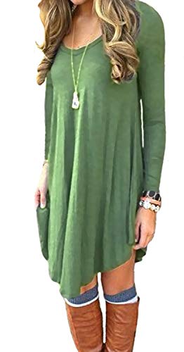 POSESHE Women's Long Sleeve Casual Loose T-Shirt Dress