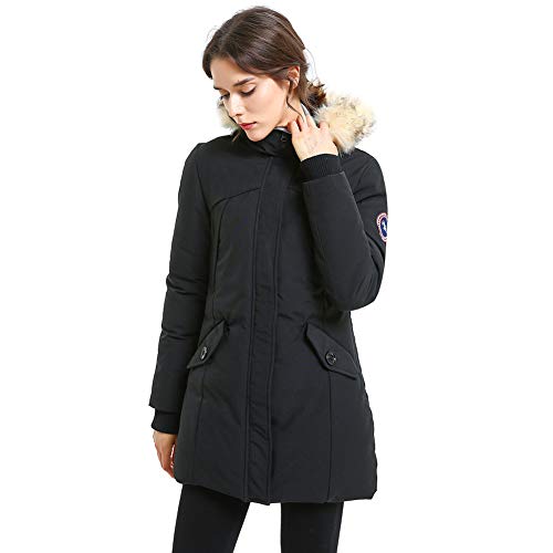 PUREMSX Women's Padded Jacket, Ladies Long Thicken Parka Faux Fur Vegan Down Winter Hooded Outwear Warm Overcoat XS-XXL