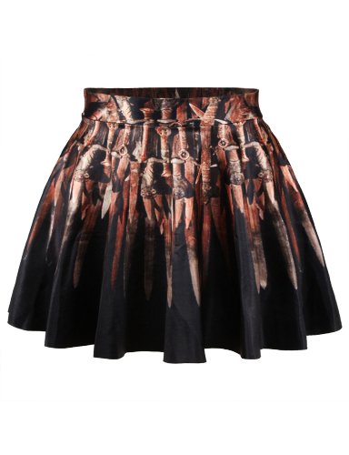 Pink Queen Womens Digital Print Flared Pleated A-Line Skater Party Rave Skirt - Image 3