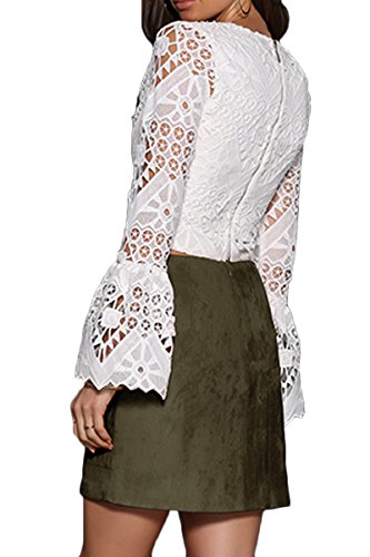 PROGRACE Women's Vintage Lace Up High Waist Bodycon Faux Suede Mini Skirt - Image 4