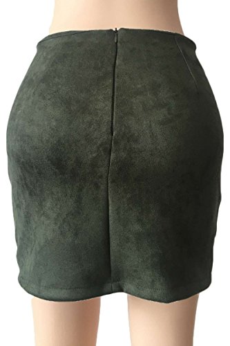 PROGRACE Women's Vintage Lace Up High Waist Bodycon Faux Suede Mini Skirt - Image 7