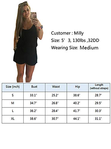 REORIA Womens Summer Loose V Neck Spaghetti Strap Short Jumpsuit Rompers - Image 7