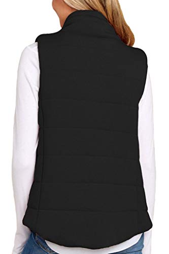 ReachMe Womens Quilted Vest with Hood Zip Up Padded Vest Sleeveless Puffer Jacket with Pockets(Black,S) - Image 6