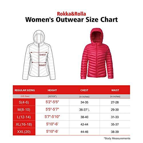 Rokka&Rolla Women's Lightweight Packable Down Puffer Jacket Coat - Image 7