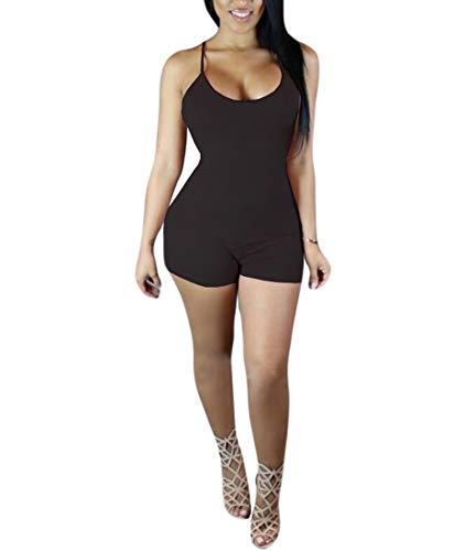 Romastory Women's Sexy Backless Jumpsuits One-Piece Bandage Romper Shorts